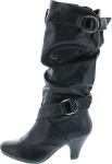 Maggie-39 Women's Slouchy Low Heel Boots - Black