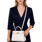 KOPNUR White Leather Crossbody and Tote Bag