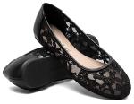 Greatonu Women's Floral Lace Ballet Flats - Black 7.5