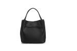 Light Luxury Lychee Patterned Bucket Bag - Black