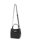 Light Luxury Lychee Patterned Bucket Bag - Black