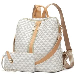 Convertible PU Leather Backpack Purse Set for Women