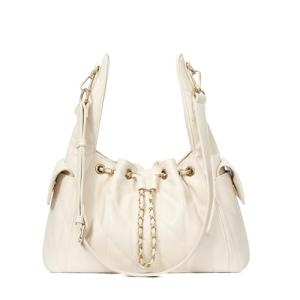 CLUCI White Quilted Leather Slouchy Tote Bag