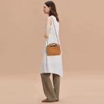 OUYGZOU Woven Tote Bag for Women with Coin Purse, Foldable Chain Small Crossbody Handbags, Fashion Shoulder Bag, Hobo Satchel (Brown)