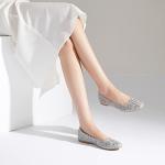 FRACORA Women's Ballet Flats Black PU Leather Dress Shoes Comfortable Round Toe Slip on Flats with Breathable Eyelets(Gray.US11)