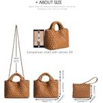 OUYGZOU Woven Tote Bag for Women with Coin Purse, Foldable Chain Small Crossbody Handbags, Fashion Shoulder Bag, Hobo Satchel (Brown)