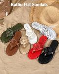 katliu Women's Flat Sandals Flip Flop Sandals Comfortable Dressy Thong Sandals Gold 8.5