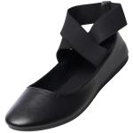 Alpine Swiss Peony Ballet Flats Shoes for Women | Elastic Ankle Strap Flats | Round Closed-Toe Shoes | Slip On Loafers | Padded for Comfort Leatherette BLK 9