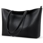 KALIDI Tote Bag Zipper Faux Leather Shoulder Bag Purses for Women Casual Handbag Work Dating College, Black