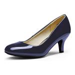 DREAM PAIRS Women's Dress Comfortable Low Heel Pump Shoes,Size 7.5,Navy/Pat,LUVLY