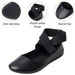 Alpine Swiss Peony Ballet Flats Shoes for Women | Elastic Ankle Strap Flats | Round Closed-Toe Shoes | Slip On Loafers | Padded for Comfort Leatherette BLK 9