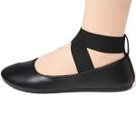 Alpine Swiss Peony Ballet Flats Shoes for Women | Elastic Ankle Strap Flats | Round Closed-Toe Shoes | Slip On Loafers | Padded for Comfort Leatherette BLK 9