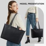 KALIDI Tote Bag Zipper Faux Leather Shoulder Bag Purses for Women Casual Handbag Work Dating College, Black