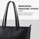 KALIDI Tote Bag Zipper Faux Leather Shoulder Bag Purses for Women Casual Handbag Work Dating College, Black