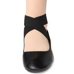 Alpine Swiss Peony Ballet Flats Shoes for Women | Elastic Ankle Strap Flats | Round Closed-Toe Shoes | Slip On Loafers | Padded for Comfort Leatherette BLK 9