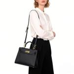 KOPNUR Luxury Leather Crossbody Tote Bag - Black