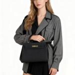 KOPNUR Luxury Leather Crossbody Tote Bag - Black