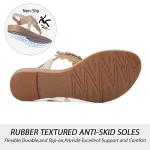 Gold Rhinestone T-Strap Bohemian Pearl Flat Sandals