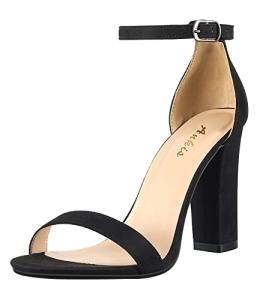 Ankis Women's Black Open Toe High Heel Sandals
