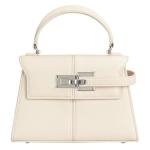 Cute Vegan Leather Mini Top-Handle Purse in Cream