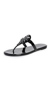 Tory Burch Miller Black Patent Thong Sandals