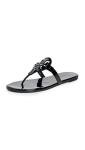 Tory Burch Miller Black Patent Thong Sandals