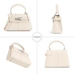 Cute Vegan Leather Mini Top-Handle Purse in Cream