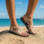 Ivory Plaka Palm Leaf Summer Sandals for Women