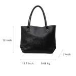 Black Woven Leather Tote Bag for Fashionistas