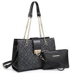 Dasein Monogrammed Black Tote with Matching Clutch