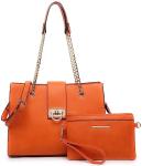 Dasein Women's Orange Tote and Clutch Set