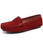 Osslue Women's Red Suede Slip-On Loafers
