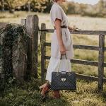 Dasein Monogrammed Black Tote with Matching Clutch