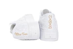 Custom White Bridal Sneakers for Comfortable Wedding Dancing