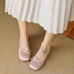 LUXINYU Pink Bowknot Mary Jane Flats for Women