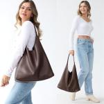 Soft Vegan Leather Hobo Bag for Women - Coffee