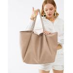 Nude Oversized PU Leather Tote Handbag