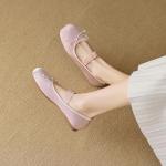 LUXINYU Pink Bowknot Mary Jane Flats for Women