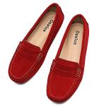 Osslue Women's Red Suede Slip-On Loafers