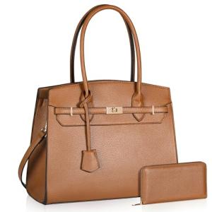 Designer Brown Handbag Set with Adjustable Strap