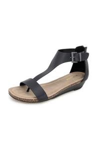 Kenneth Cole REACTION Women's Black T-Strap Wedge Sandal