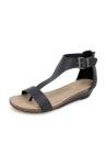 Kenneth Cole REACTION Women's Black T-Strap Wedge Sandal