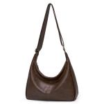 Trendy Dark Brown Vegan Leather Hobo Bag