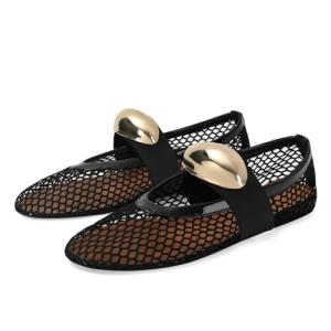 Chic Mesh Ballet Flats with Metallic Accents