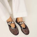 Chic Mesh Ballet Flats with Metallic Accents