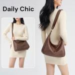 Trendy Dark Brown Vegan Leather Hobo Bag