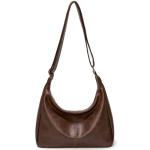 Trendy Dark Brown Vegan Leather Hobo Bag