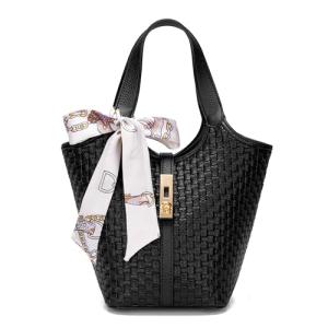 Bevgie Vegan Leather Woven Bucket Handbag