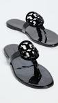 Tory Burch Miller Black Patent Thong Sandals