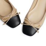 Nude Two Tone Bow Ballerina Flats for Women